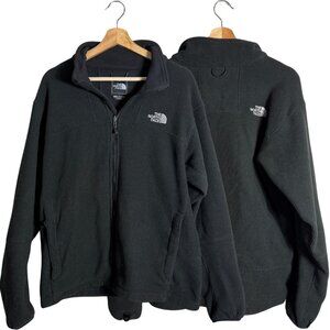 The North Face Ribbed Full Zip Fleece Jacket Men's Large Black Outdoor Active